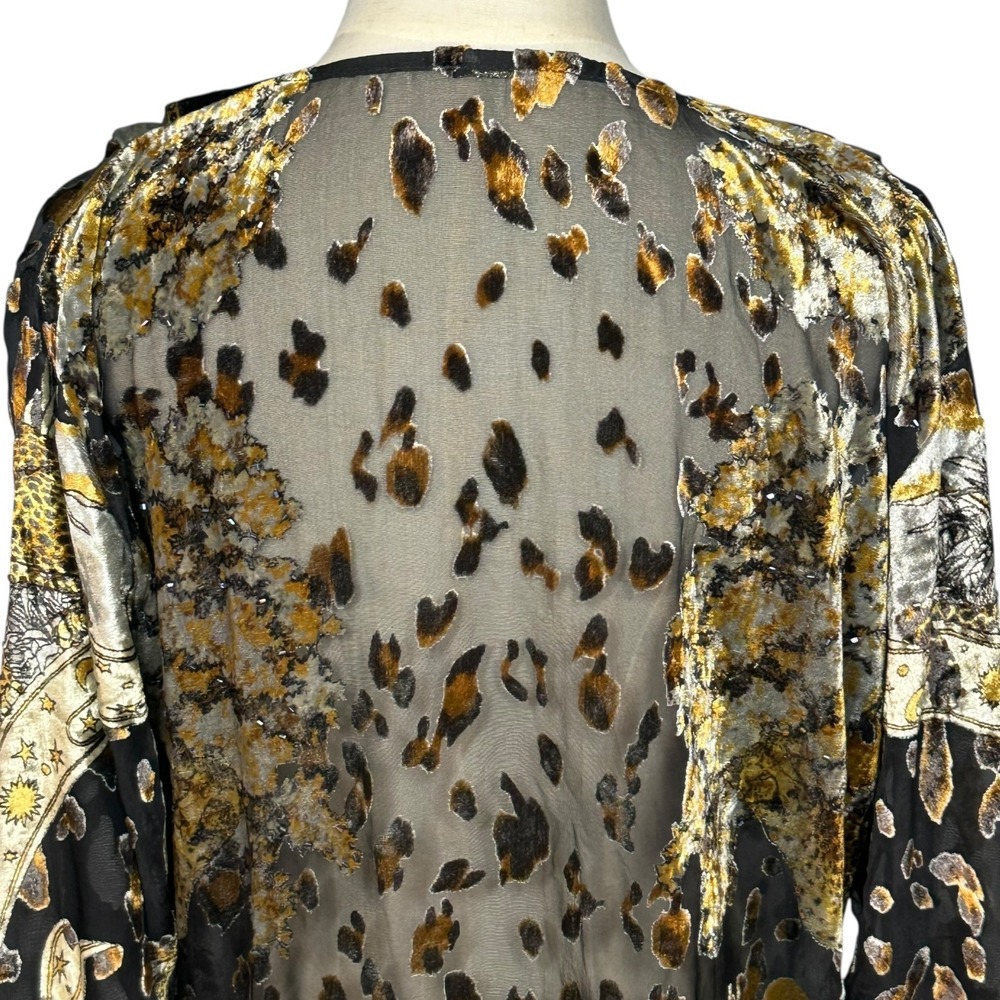 Jayley‎ Silk Blend Velvet Fringe Kimono Boho Festival Celestial Whimsigoth S-L - Picture 9 of 15